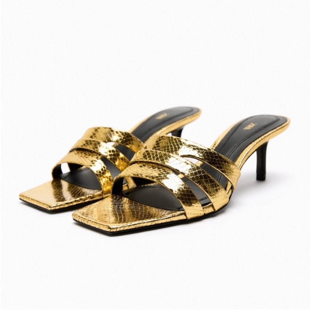 ZARA METALLIC HEEL SLIDES